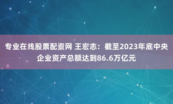 专业在线股票配资网 王宏志：截至2023年底中央企业资产总额达到86.6万亿元